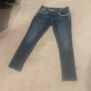 Women's Miss Me Cuffed Skinny Blue Jeans